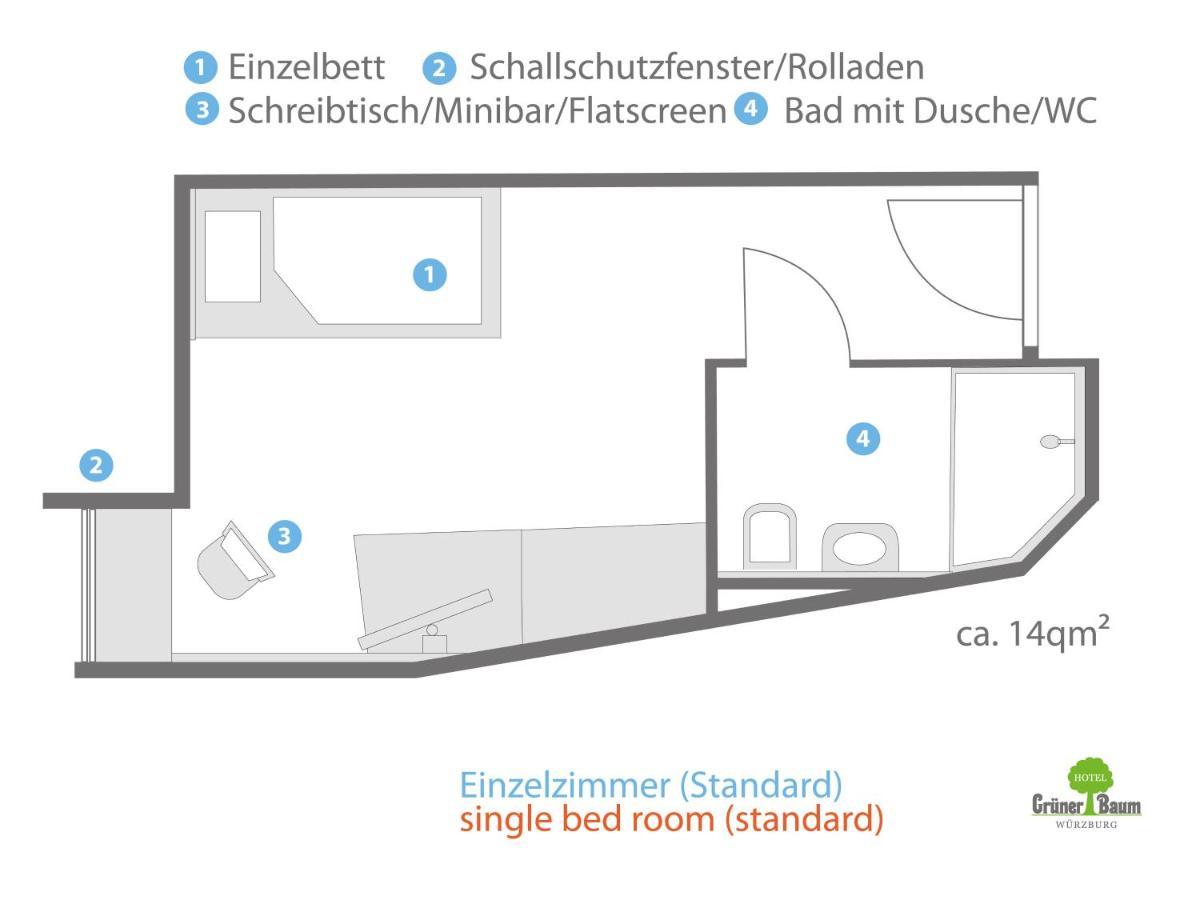 Hotel Gruner Baum Würzburg Eksteriør billede